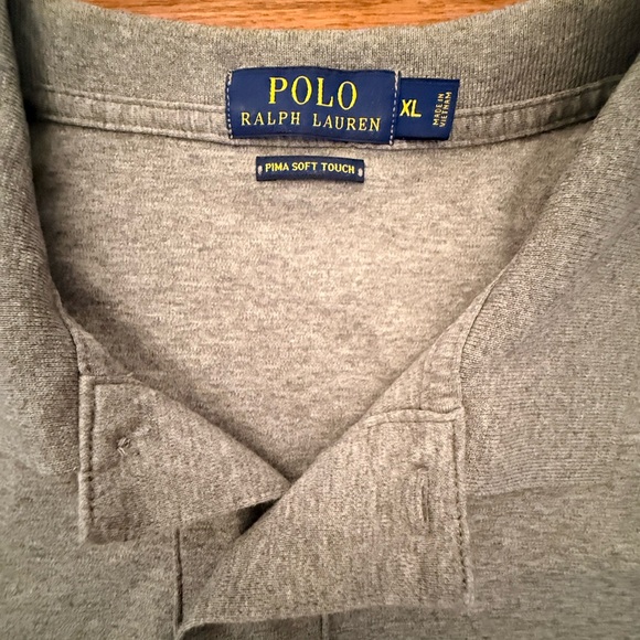 Polo Ralph Lauren Mens Grey Pima Soft Touch Short Sleeve Polo Shirt - Picture 3 of 5